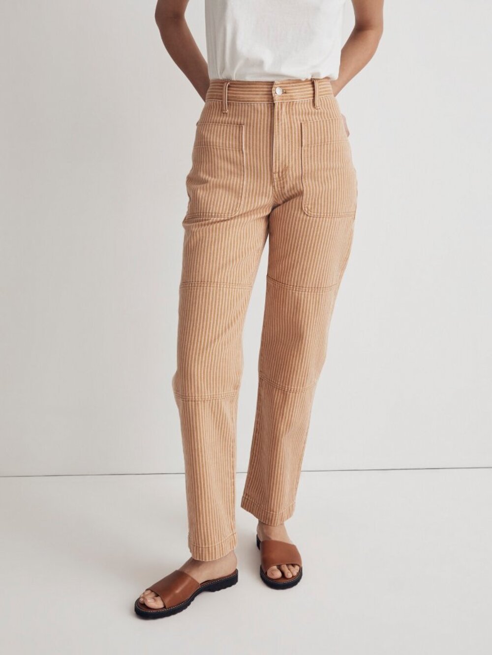NWT MADEWELL The Perfect Vintage Straight Jean in Stripe Patchwork 27P